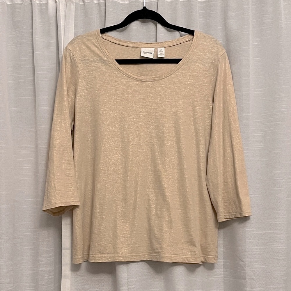 Chico’s Elegant Gold Shimmer Women's Blouse